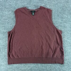Y2K Structure Mens XXL Burgundy V-Neck Cotton Wool Blend Sweater Vest Vintage